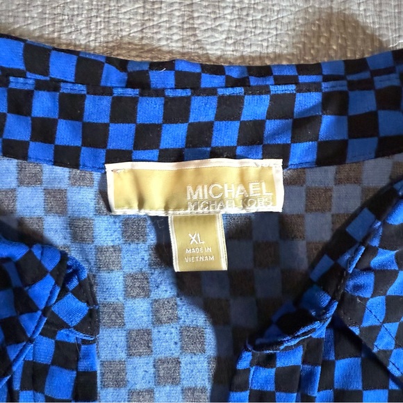 MICHAEL Michael Kors Black and Blue Checkered Shirt with snaps XL - Picture 2 of 6